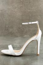 Qupid All-star Cast White Patent Ankle Strap Heels