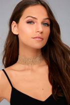 Lulus Party Down Gold Choker Necklace