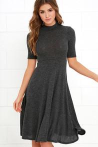 Lulu*s Philosophy Of Style Dark Grey Midi Dress