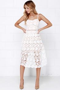 Lulus Pinnacle Of Prestige Ivory Lace Midi Dress