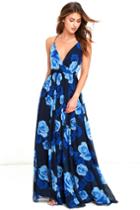 Va Va Voom Only In Dreams Navy Blue Floral Print Maxi Dress | Lulus