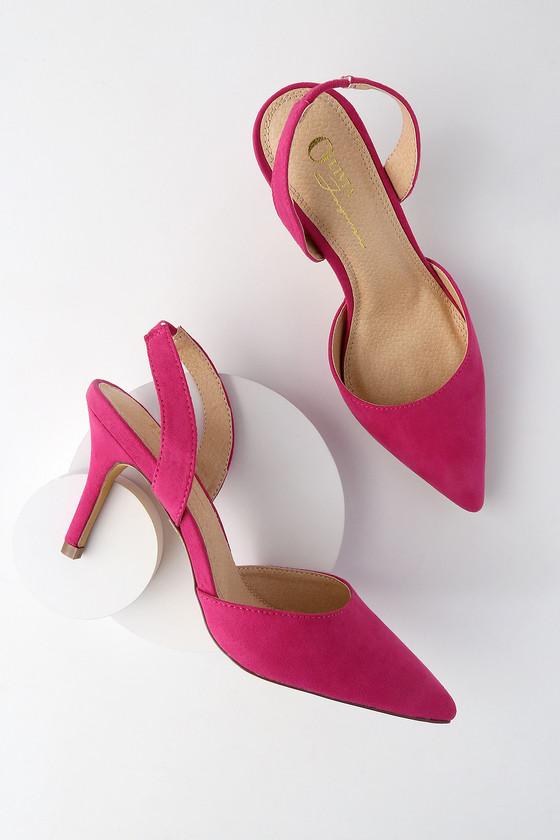 Olivia Jaymes Mathilda Fuchsia Suede Slingback Pumps | Lulus