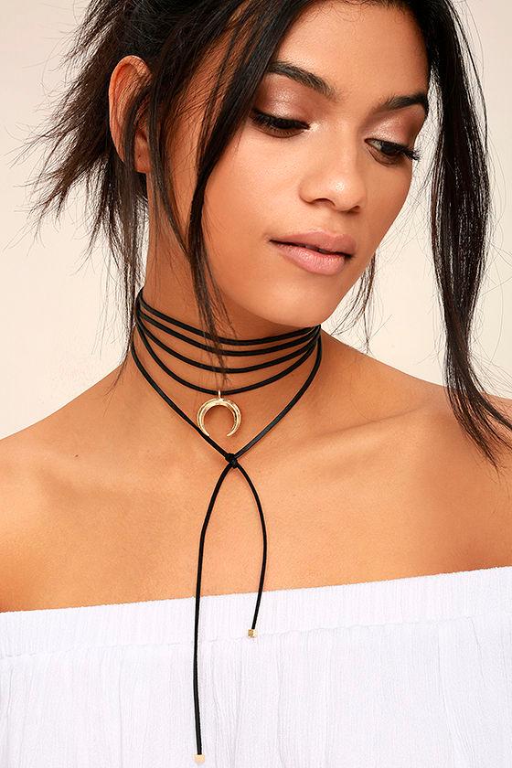 Lulus | Cosmic Dancer Gold And Black Wrap Necklace | Vegan Friendly