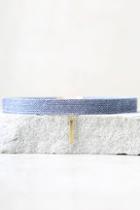 Lulus Current Obsession Gold And Blue Denim Choker Necklace