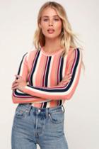 Some Stripe Of Way Coral Multi Striped Sweater Top | Lulus