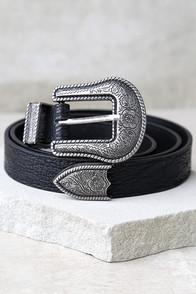 Lulus Wandering Wilderness Silver And Black Belt
