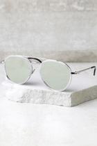 Perverse Werk Silver Mirrored Aviator Sunglasses
