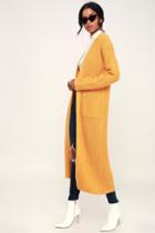 Roman Golden Yellow Long Cardigan Sweater | Lulus