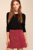 Lulus | Made With Moxie Wine Red Corduroy Mini Skirt | Size X-large | 100% Polyester