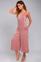 Moon River Magic Spell Mauve Satin Midi Jumpsuit