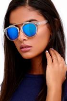 Lulu*s Retro Me, Oh My Clear And Blue Mirrored Sunglasses