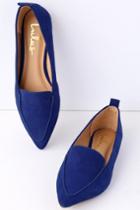 Emmy Blue Suede Pointed Loafers | Lulus