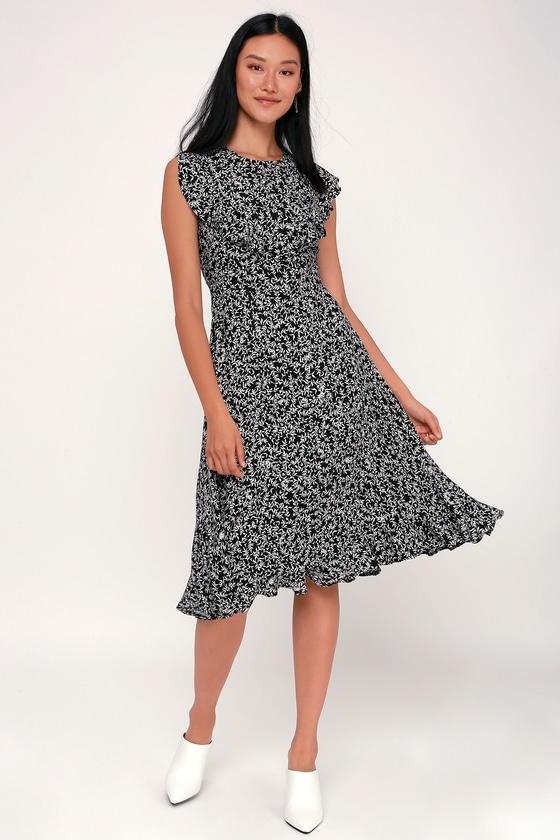 Vine And Dandy Black And White Print Midi Dress | Lulus