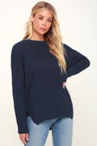 Alyssa Navy Blue Knit Sweater | Lulus