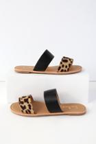 Bonnibel Time To Chill Black Leopard Slide Sandal Heels | Lulus