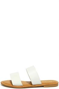 Bamboo Sally White Slide Sandals