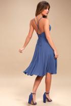 Troulos Royal Blue Lace-up Midi Dress | Lulus