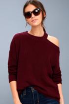 Lulus | Sleigh Ride Burgundy Cutout Sweater