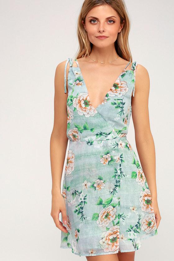 Lagoon Sage Green Floral Print Sleeveless Dress | Lulus