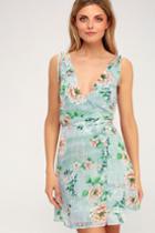 Lagoon Sage Green Floral Print Sleeveless Dress | Lulus