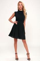 Francine Black Sleeveless Skater Dress | Lulus