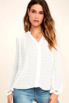 Lulus Centered White Button-up Top