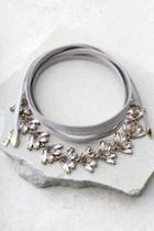Lulus Keys To The Kingdom Grey Rhinestone Wrap Necklace