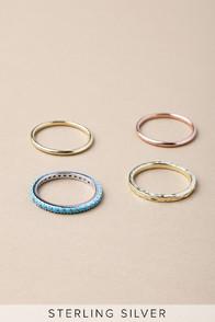 Lulus Perfect Mix Turquoise Multi Ring Set