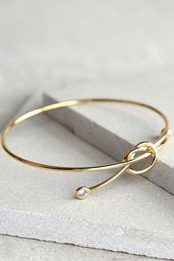 Lulus Knot So Fast Gold Rhinestone Bracelet
