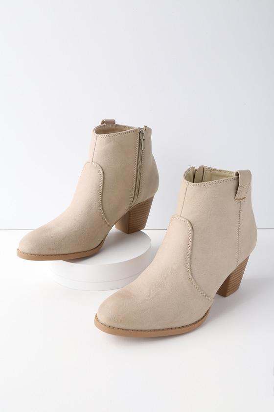 Qupid Jemina Beige Ankle Booties | Lulus