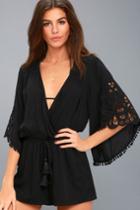 Love Stitch Zephyr Breeze Black Lace Romper | Lulus