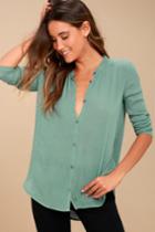 O'neill | Brighton Turquoise Long Sleeve Top | Size Large | Green | Lulus