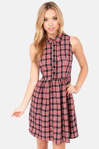 Ark & Co Plaid A Lovely Time Black And Red Plaid Dress