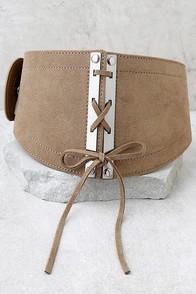 Lovestrength Roxy Tan Suede Leather Belt