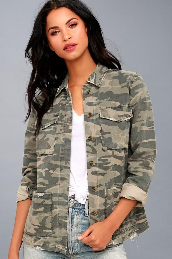 Mustard Seed | Blaine Green Camo Print Jacket | Size Large | 100% Cotton | Lulus
