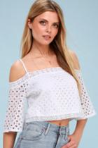 Jack By Bb Dakota Laina White Eyelet Off-the-shoulder Crop Top | Lulus