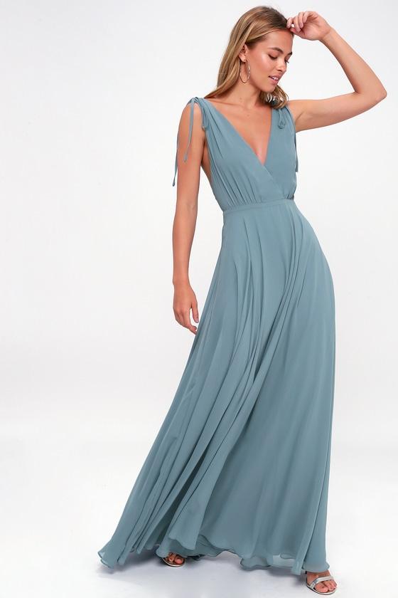 Dance The Night Away Slate Blue Backless Maxi Dress | Lulus