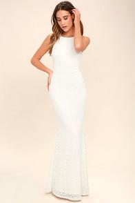 Lulus Ephemeral Allure Ivory Lace Maxi Dress