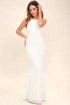 Lulus Ephemeral Allure Ivory Lace Maxi Dress
