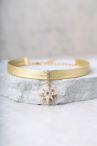 Ettika Stardust Gold Leather Choker Necklace