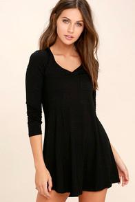 Lulus Relaxation Black Long Sleeve Dress