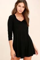Lulus Relaxation Black Long Sleeve Dress