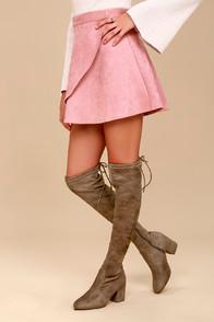 Report Mahala Taupe Suede Over The Knee Boots