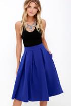 Lulu*s Pleats, Oh Please Royal Blue Midi Skirt