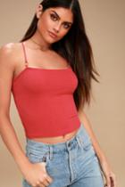Project Social T Brandt Washed Red Ribbed Crop Top | Lulus
