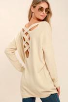 Lulus All Time Best Beige Backless Sweater