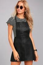 Jack By Bb Dakota Robison Black Vegan Leather Pinafore Dress