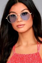 Yhf Los Angeles Stephanie Matte Gold And Blue Sunglasses