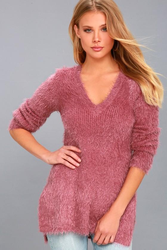 Jack By Bb Dakota Pam Mauve Pink Eyelash Knit Sweater | Lulus