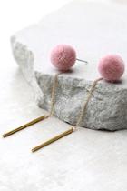 Lulus Open Your Heart Gold And Pink Pompom Earrings